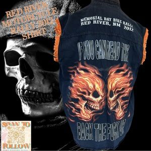 BIKERS EDGE RED RIVER 2012 BIKER RALLY SLEEVELESS BUTTON FRONT SHIRT